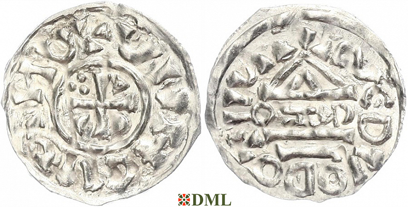 Денарий, Германия, Бавария, Heinrich II (1002-1024), м.д. Salzburg, монетарий OZO, Hahn 1976, 89a5