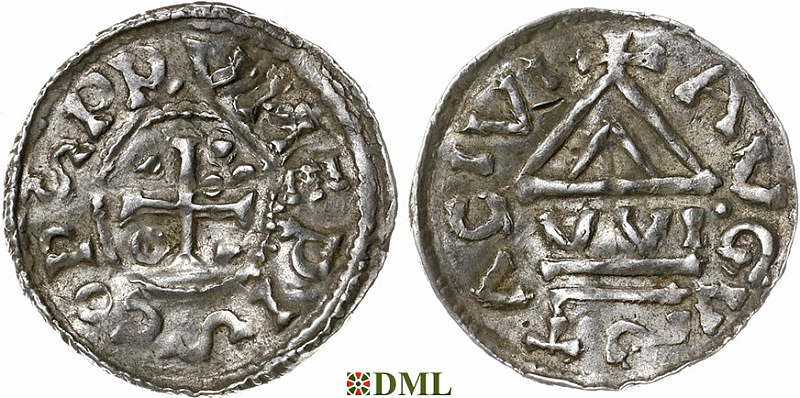 Денарий, Германия, Швабия, Bruno (1006-1029), м.д. Augsburg, монетарий WI, Hahn 1976, 142a2
