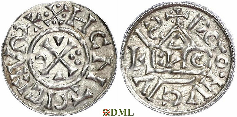 Денарий, Германия, Бавария, Heinrich II (1002-1024), м.д. Regensburg, монетарий ENCO, Hahn 1976, 27d8