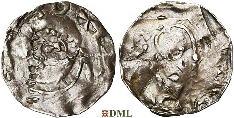 Денарий, Германия, Нижняя Лотарингия, Heinrich II (1014-1024), м.д. Luttich, Ilisch 2014, 34.11