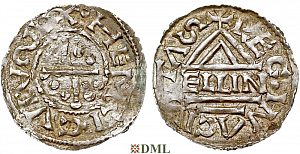 Денарий, Германия, Бавария, Heinrich II (955-976), м.д. Regensburg, монетарий ELLIN, Hahn 1976, 16d2