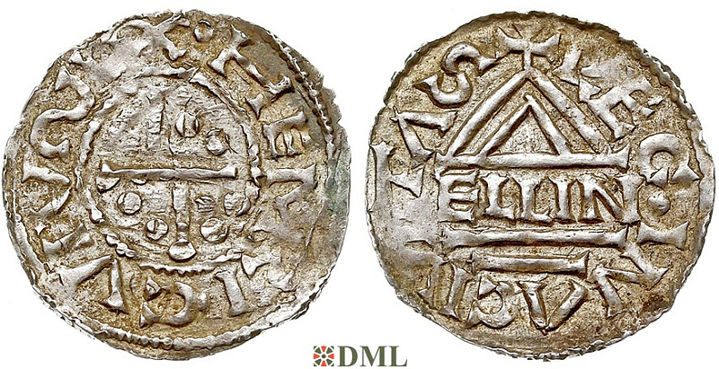 Денарий, Германия, Бавария, Heinrich II (955-976), м.д. Regensburg, монетарий ELLIN, Hahn 1976, 16d2