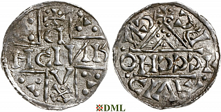 Денарий, Германия, Бавария, Heinrich V (1018-1026), м.д. Regensburg, монетарий CCCHO, Hahn 1976, 31d8