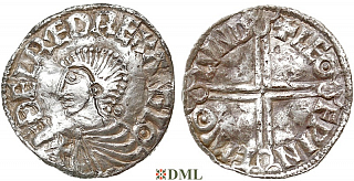 Денарий, Англия, Æthelred II (978-1016), м.д. London, монетарий Leofwine, North 774