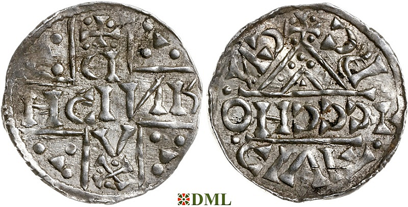Денарий, Германия, Бавария, Heinrich V (1018-1026), м.д. Regensburg, монетарий CCCHO, Hahn 1976, 31d8