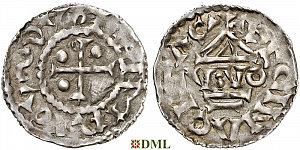 Денарий, Германия, Бавария, Heinrich I (948-955), м.д. Regensburg, монетарий V:VO, Hahn 1976, 10m4