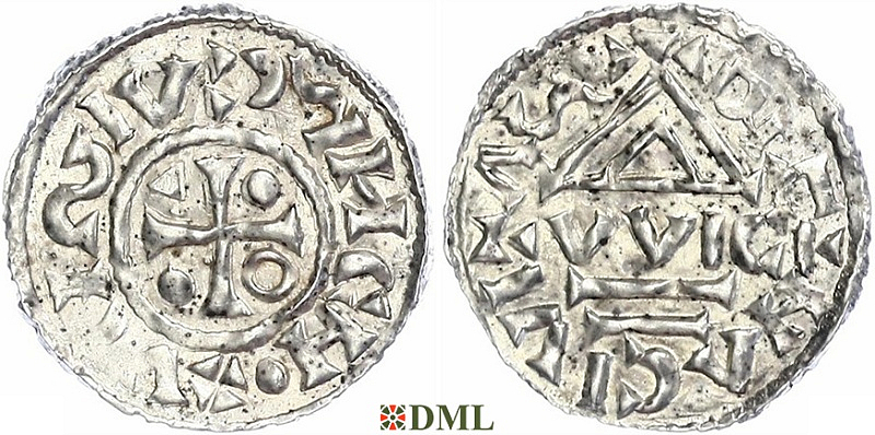 Денарий, Германия, Бавария, Heinrich IV (995-1002), м.д. Regensburg, монетарий WICI, Hahn 1976, 25e1