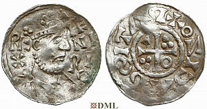 Денарий, Германия, Бавария, K. Heinrich II (1014-1024), м.д. Regensburg, монетарий IZO, Hahn 1976, 29c4