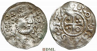 Денарий, Германия, Бавария, K. Heinrich II (1014-1024), м.д. Regensburg, монетарий IZO, Hahn 1976, 29c4
