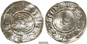 Денарий, Дания, Knut (1018-1035), м.д. Lund, монетарий Dorel
