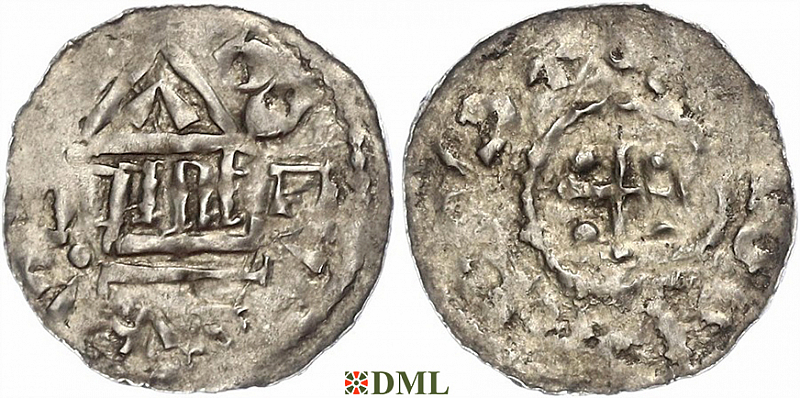 Денарий, Германия, Швабия, Konrad II (1024-1039), м.д. Esslingen, Dbg. 949