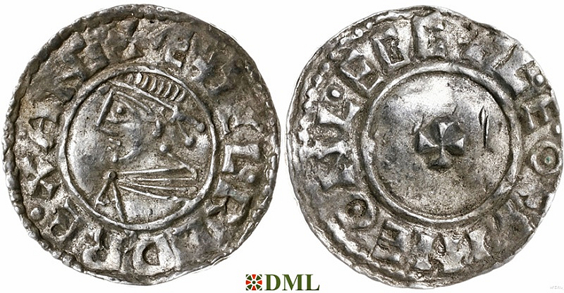 Денарий, Англия, Æthelred II (978-1016), м.д. Chester, монетарий Leofwine, North 777