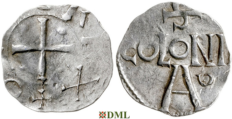 Денарий, Германия, Нижняя Лотарингия, Otto III (983-1002), м.д. Koln, Dbg. 331
