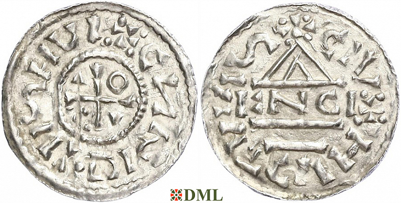 Денарий, Германия, Бавария, Heinrich II (1002-1024), м.д. Regensburg, монетарий ENCI, Hahn 1976, 27d1