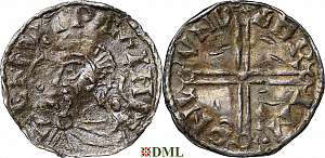 Денарий, Дания, Knut (1018-1035), м.д. Lund, Hbg. 23