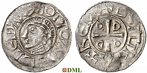 Денарий, Германия, Саксония, Otto III (983-1002), м.д. Goslar, type OAP, Dbg. 1164