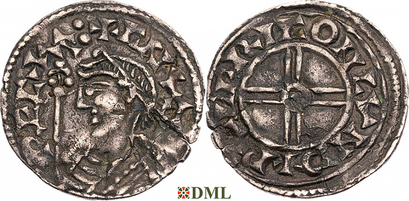 Денарий, Англия, Cnut (1016-1035), м.д. London, монетарий Wulfric, North 790