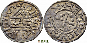 Денарий, Германия, Бавария, Heinrich II (955-976), м.д. Regensburg, монетарий RAT, Hahn 1976, 16g1