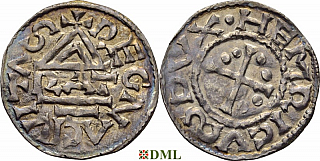 Денарий, Германия, Бавария, Heinrich II (955-976), м.д. Regensburg, монетарий RAT, Hahn 1976, 16g1
