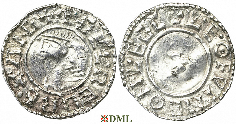 Денарий, Англия, Æthelred II (978-1016), м.д. Chester, монетарий Leofpine, North 777