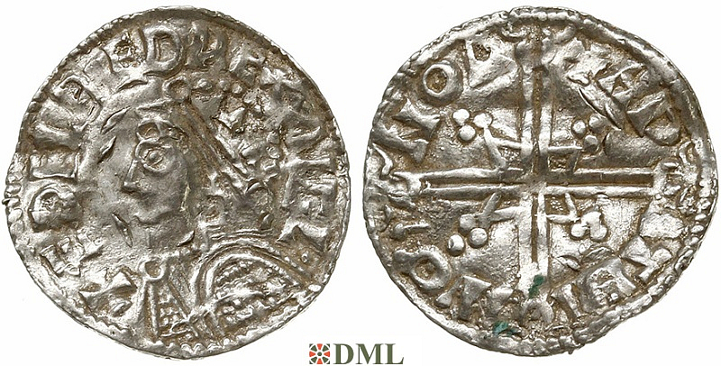 Денарий, Англия, Æthelred II (978-1016), м.д. Norwich, монетарий Hwateman, North 775