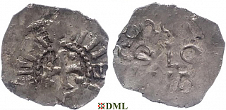 Денарий, Германия, Нижняя Лотарингия, Heinrich II (1002-1024), м.д. Koln, Dbg. 350