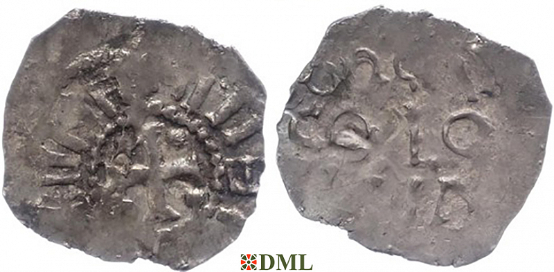 Денарий, Германия, Нижняя Лотарингия, Heinrich II (1002-1024), м.д. Koln, Dbg. 350