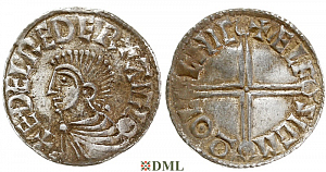 Денарий, Англия, Æthelred II (978-1016), м.д. Lincoln, монетарий Ælfsige, North 774