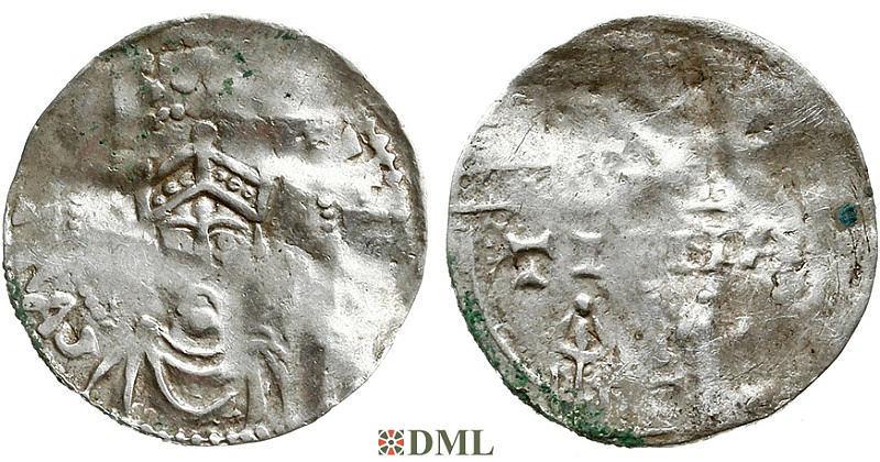 Денарий, Германия, Швабия, Heinrich II (1002-1024), м.д. Strassburg, Dbg. 920