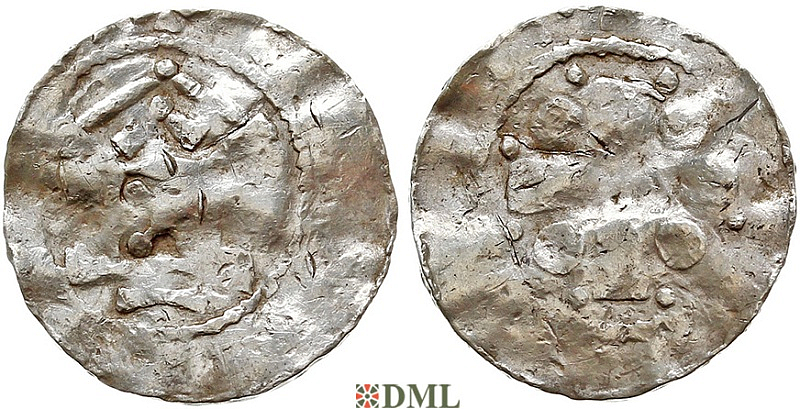 Денарий, Германия, Франкония, Otto III (983-1002), м.д. Speyer, Dbg. 827