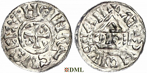 Денарий, Германия, Бавария, Heinrich II (1002-1024), м.д. Nabburg, монетарий ECIC, Hahn 1976, 74b1