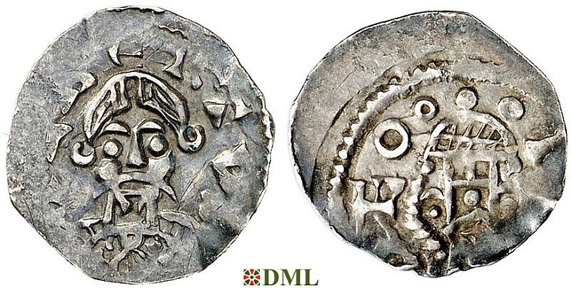 Денарий, Германия, Нижняя Лотарингия, Albert III (1063-1102), м.д. Dinant, Ilisch 2014, 30.14