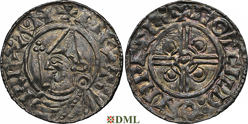 Денарий, Англия, Cnut  (1016-1035), м.д. Watchet, монетарий Gotcild, North 787