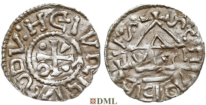 Денарий, Германия, Бавария, Heinrich IV (995-1002), м.д. Salzburg, монетарий VII•CI, Hahn 1976, 87b3