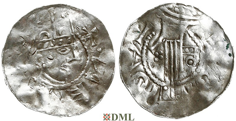 Денарий, Германия, Швабия, Heinrich II (1002-1024), м.д. Esslingen, Dbg. 951