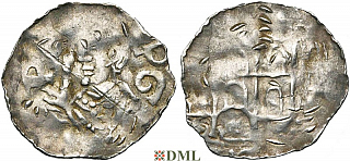 Денарий, Германия, Верхняя Лотарингия, Poppo (1016-1047), м.д. Trier, Dbg. 470