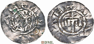 Денарий, Германия, Нижняя Лотарингия, Bernhard II (1011-1059), м.д. Jever, Dbg. 591-593