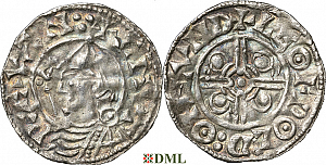 Денарий, Англия, Cnut (1016-1035), м.д. London, монетарий Leofwold, North 787