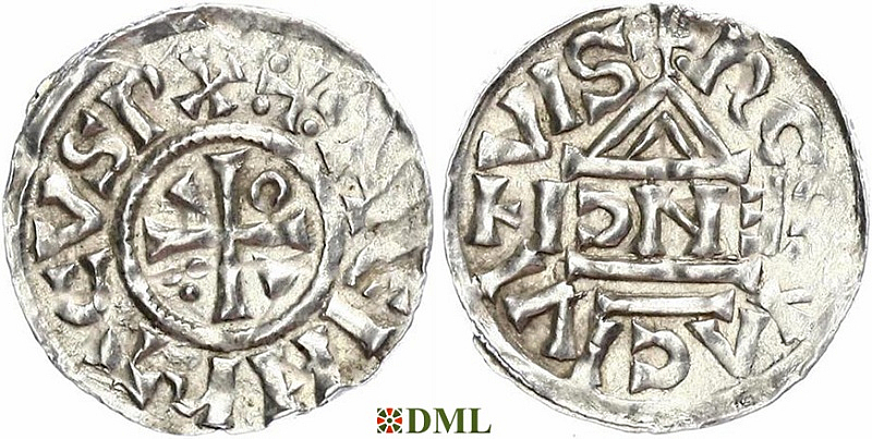 Денарий, Германия, Бавария, Heinrich II (1002-1024), м.д. Regensburg, монетарий ENCI, Hahn 1976, 27d2
