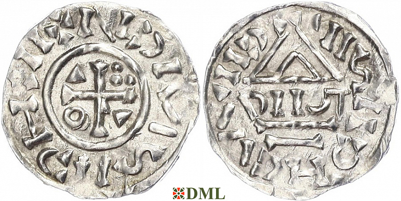 Денарий, Германия, Бавария, Heinrich II (1002-1024), м.д. Neuburg, монетарий DIOTP, Hahn 1976, 84a1
