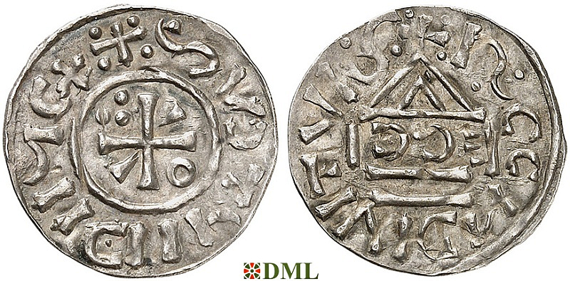 Денарий, Германия, Бавария, Heinrich II (1002-1024), м.д. Regensburg, монетарий ECCI, Hahn 1976, 27c3