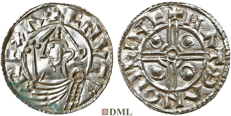 Денарий, Англия, Cnut  (1016-1035), м.д. Lincoln, монетарий Matathan, North 787