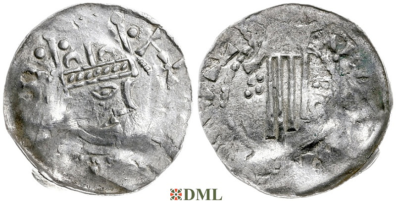 Денарий, Германия, Швабия, Heinrich II (1002-1024), м.д. Esslingen, Dbg. 951