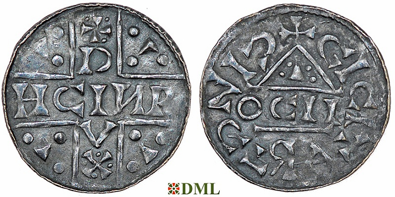 Денарий, Германия, Бавария, Heinrich V (1018-1023), м.д. Regensburg, монетарий OCII, Hahn 1976, 31f2