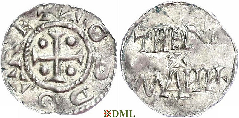 Денарий, Германия, Саксония, Otto III (983-1002), м.д. Dortmund, Dbg. 743
