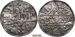 Денарий, Германия, Бавария, Heinrich V (1018-1023), м.д. Regensburg, монетарий CCCHO, Hahn 1976, 31d8