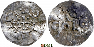 Денарий, Германия, Нижняя Лотарингия, Heinrich II (1002-1024), м.д. Koln, Dbg. 350
