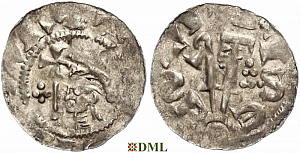 Денарий, Германия, Саксония, Adalbert (1043-1072), м.д. Bremen, Dbg. 1777
