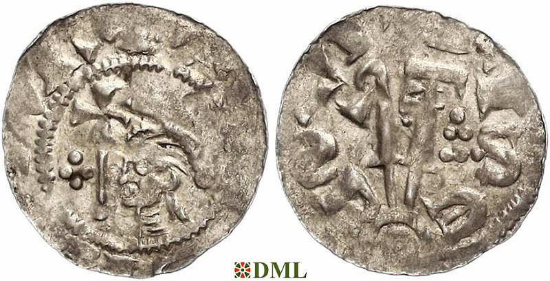 Денарий, Германия, Саксония, Adalbert (1043-1072), м.д. Bremen, Dbg. 1777