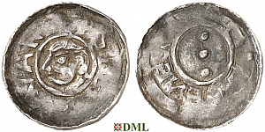 Денарий, Германия, Саксония, Bernward (993-1022), м.д. Hildesheim, Dbg.